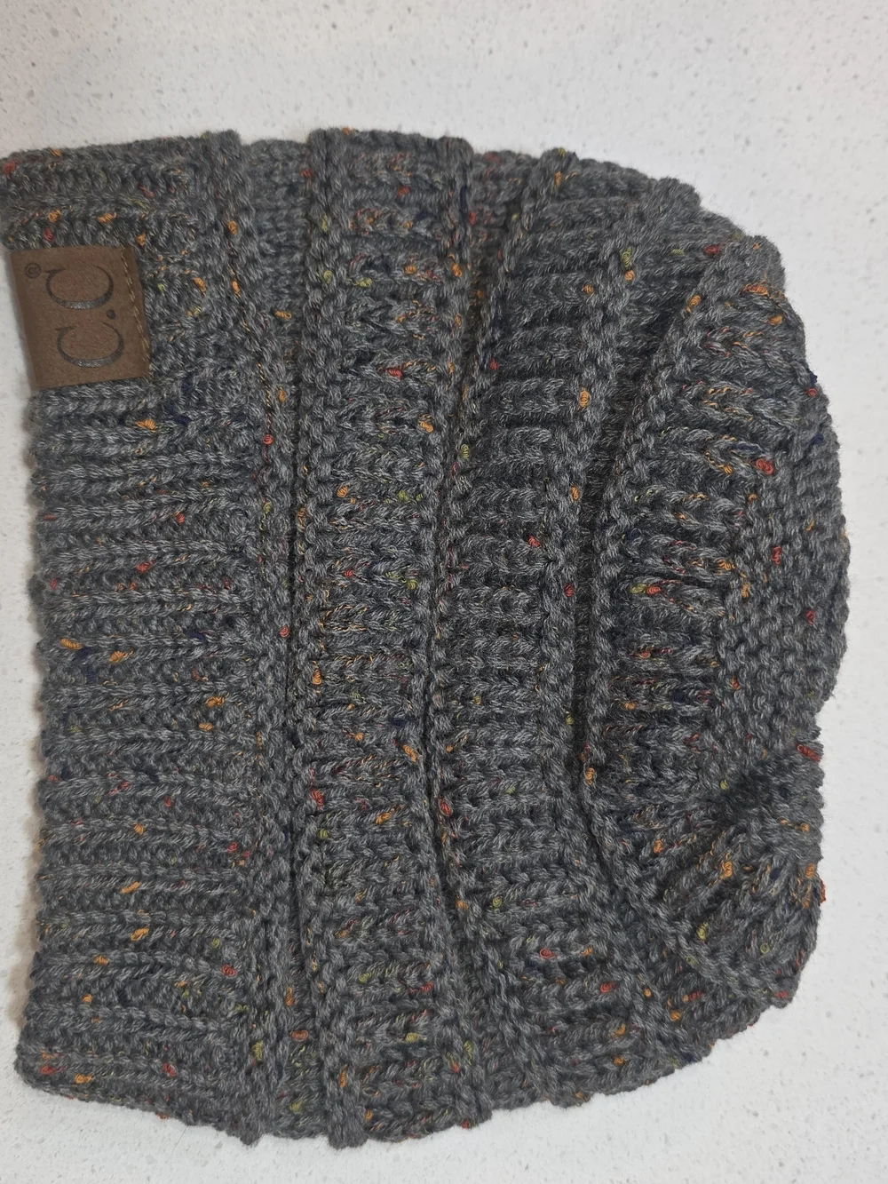 C.C Gray Knit Pom Beanie - Cozy Winter Hat